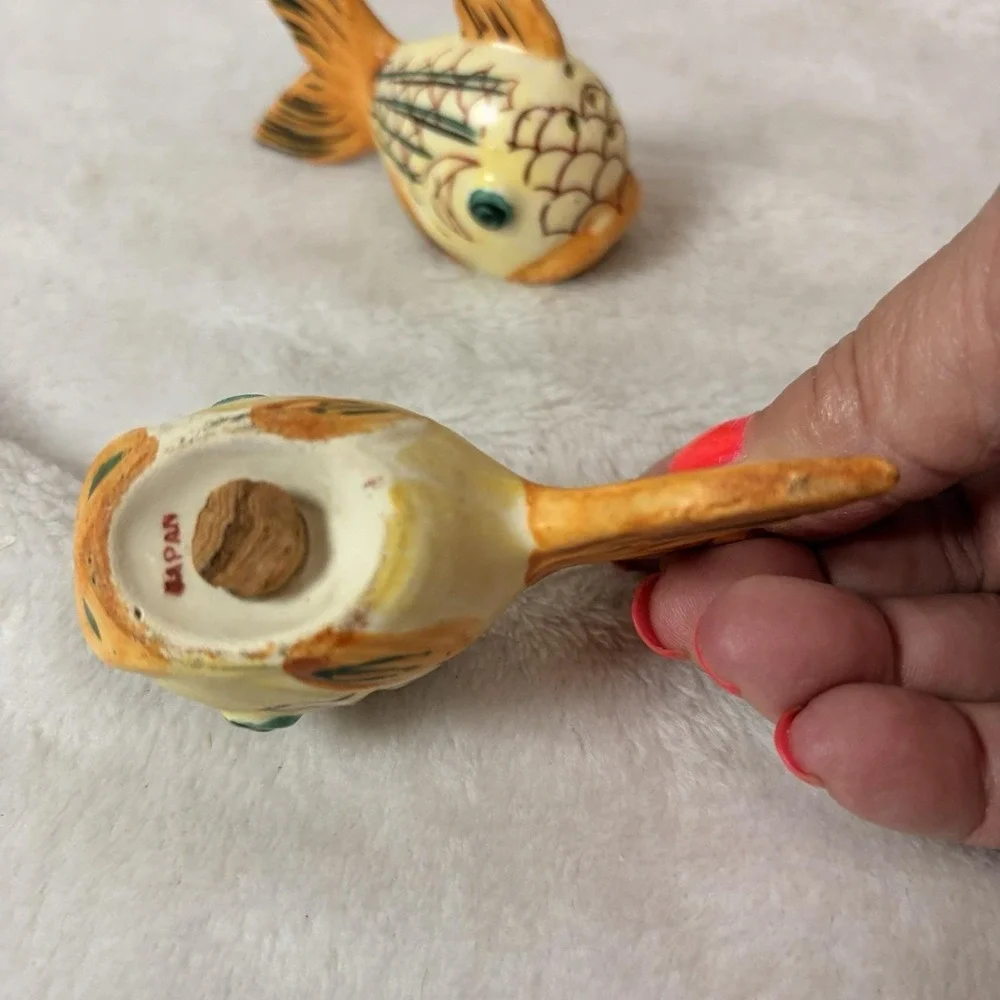 Vintage Koi Fish Goldfish Salt Pepper Shakers Made in Japan Ceramic Retro Kitsch